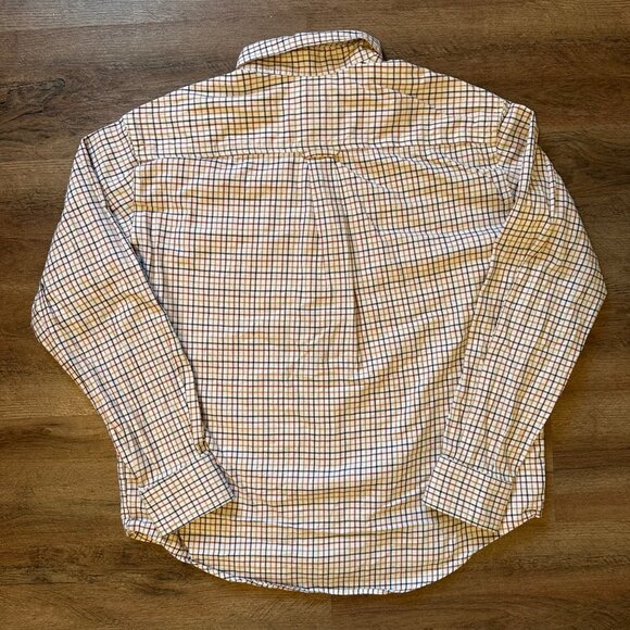 Cabela's Casual Button Down Mens Lrg White Multicolor Plaid Dressy Flannel Shirt - Picture 2 of 6